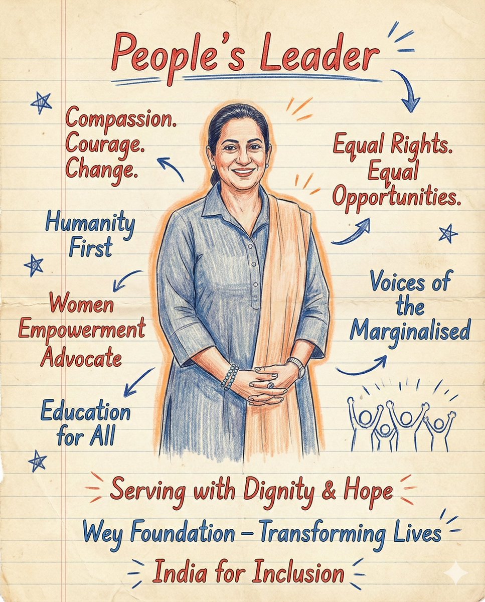 weyfoundorg's tweet photo. People’s Leader. Humanity First. 💙
करुणा, साहस और बदलाव —
यही पहचान है Shirin Aggarwal की।
Wey Foundation के माध्यम से
महिलाओं के सशक्तिकरण,
शिक्षा, समान अधिकार
और वंचितों की आवाज़ को
ज़मीन पर उतारने का काम।
Serving with Dignity &amp; Hope.
India for Inclusion.
#ShirinAggarwal #NGO https://t.co/2LbB2cg3pC