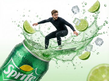 Nano Banana Pro on Gemini app.

Prompt: A vibrant fantasy-style soda commercial where a playful youn