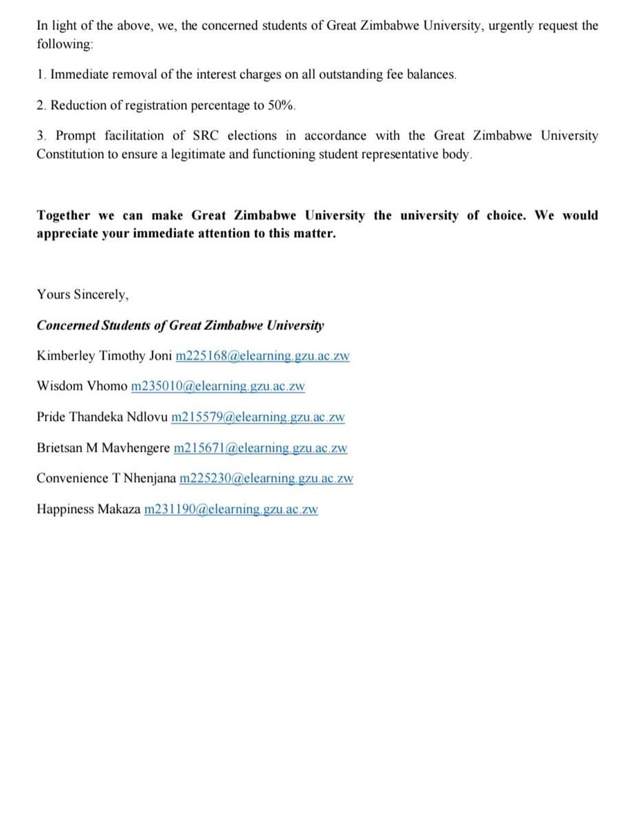 We strongly condemn the privatization of education. Affordable and accessible education as stipulated in the Constitution has now become a thing of the past?? Why is there an increment on reg fee?

<a href="/mhtestd/">Ministry of Higher & Tertiary Education ZW</a> we demand clear answers on this unreasonable act!