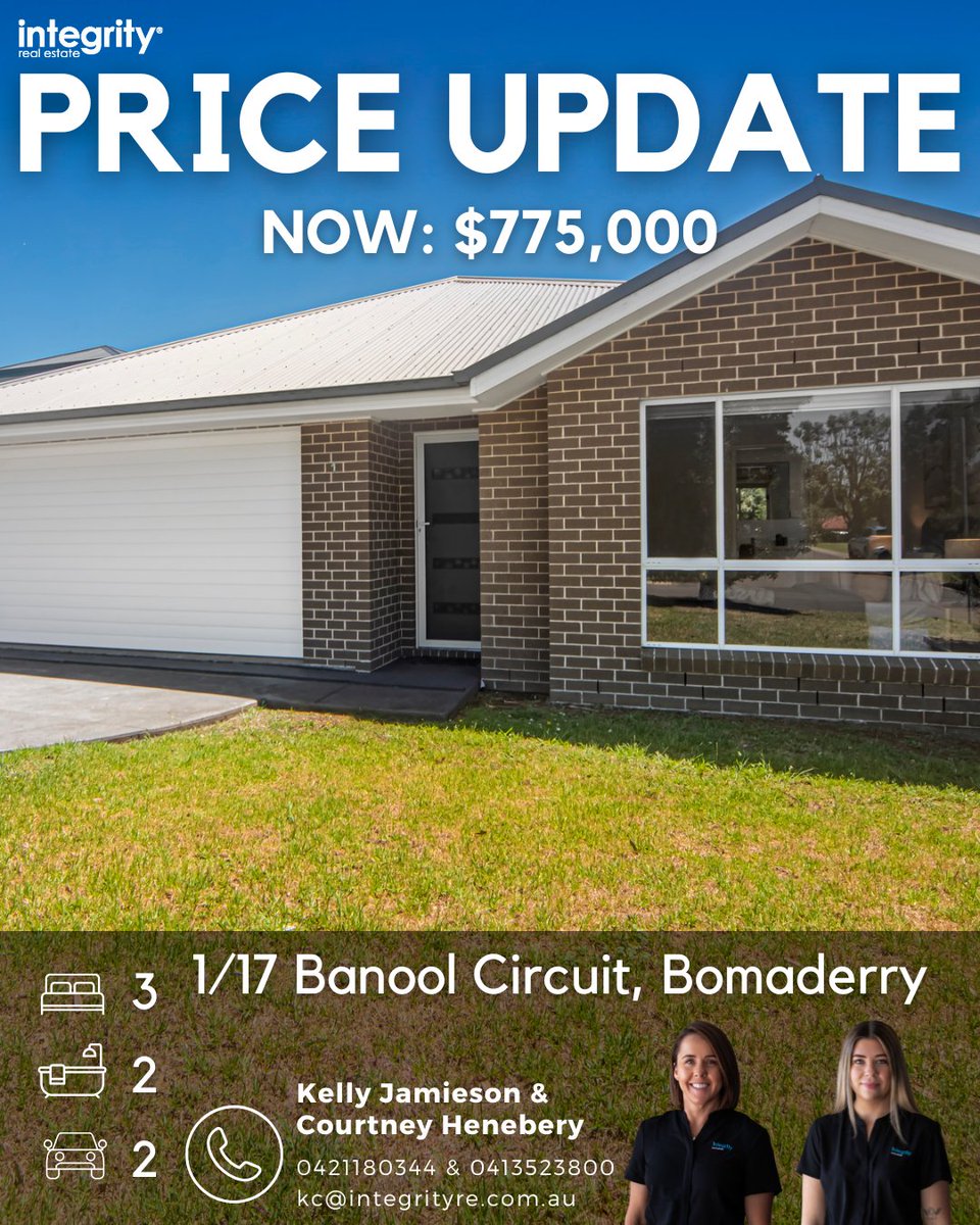 Integrity2003's tweet photo. Updated Price for 1/17 Banool Circuit, Bomaderry 📍

🏡Open house this Saturday from 10:20am - 10:40am we would love to see you there.

For more information contact your agents today

📞Courtney: 0421 180 344
📞Kelly: 0413 523 800
Email: kc@integrityre.com.au https://t.co/dmIUkZ8uGt
