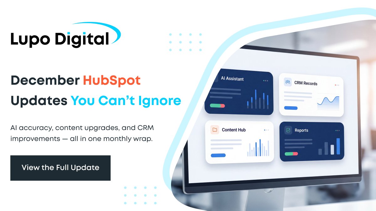 🧠 HubSpot’s Dec 2025 update delivers stronger AI recommendations, cleaner CRM syncing, better content personalisation, and faster dashboards, real improvements your teams will feel daily.

Don’t skip it. Full breakdown: hubs.li/Q03Xq9B20

#HubSpot #CRM
