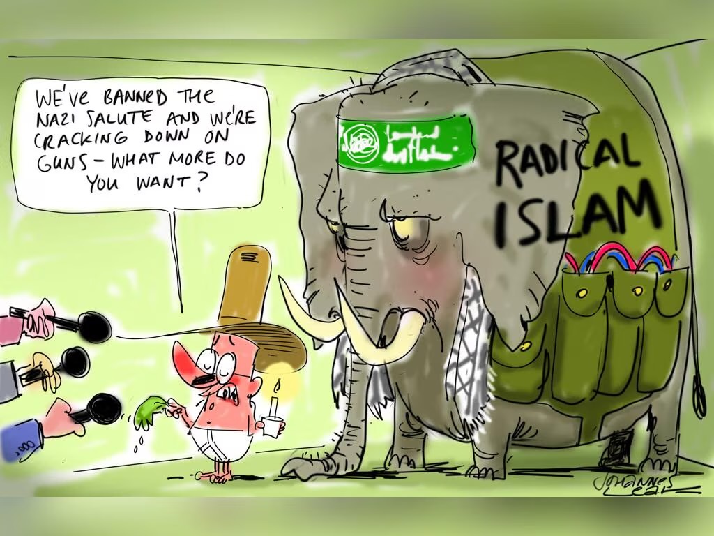 Bullseye, Johannes Leak

AGAIN

Albanese won’t tackle the real problem, the elephant in the room: Islam

Pretends to tackle other issues.
To avoid the core problem: Islam

Trying to look good, not do good

Gutless. Dishonest. Uncaring

Dangerous to all Australians