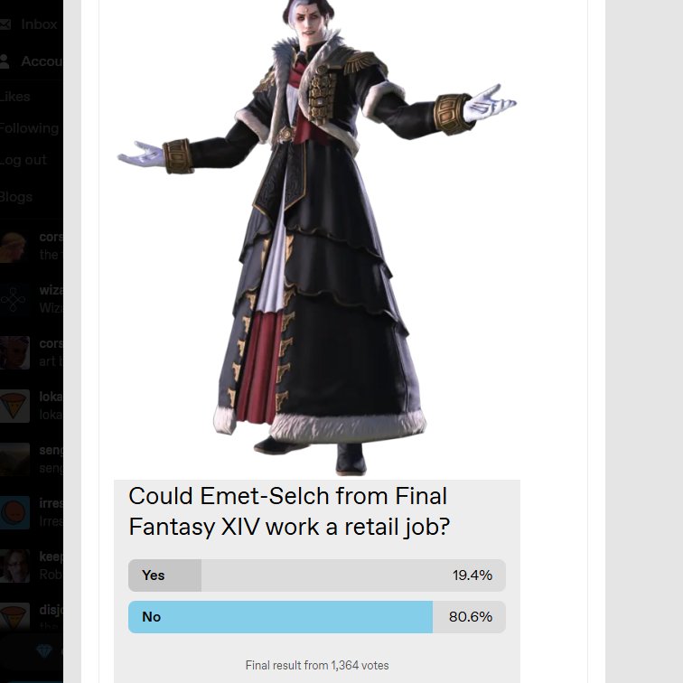 northgalis's tweet image. this tumblr poll is so funny now that they kidnapped him and made him a shopkeeper in Warframe