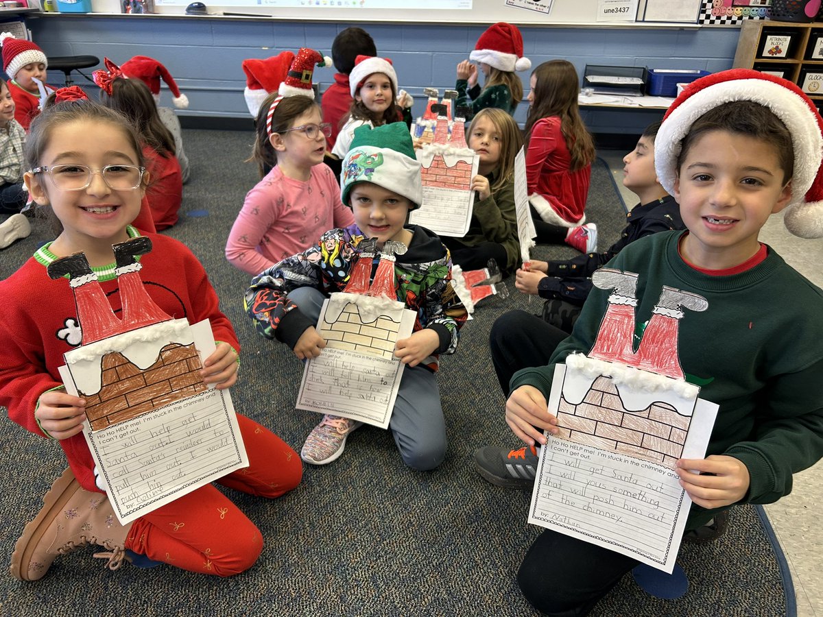 MrsWeiss1st's tweet photo. Santa’s Stuck!! We had a lot of fun coming up with our own creative ways to get Santa out of the chimney 📝🎅🏻 https://t.co/8K3xbrr9YG