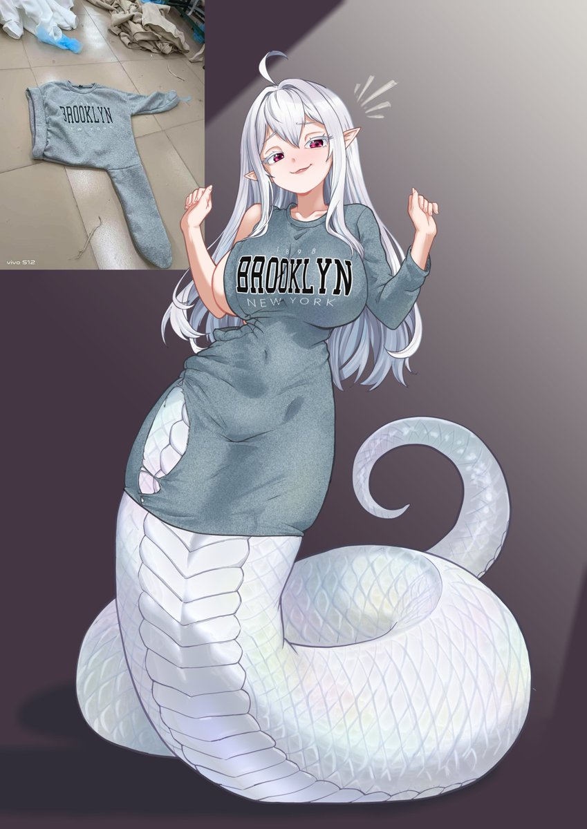 Athorist's tweet photo. Been seeing this shirt go around and I realized, for a snakey type, that's almost too good of a fit, aside her wide "hips". #snakeintheoffice #CottonCouvillion #art #meme #brooklyn https://t.co/vW2qIMYBAk
