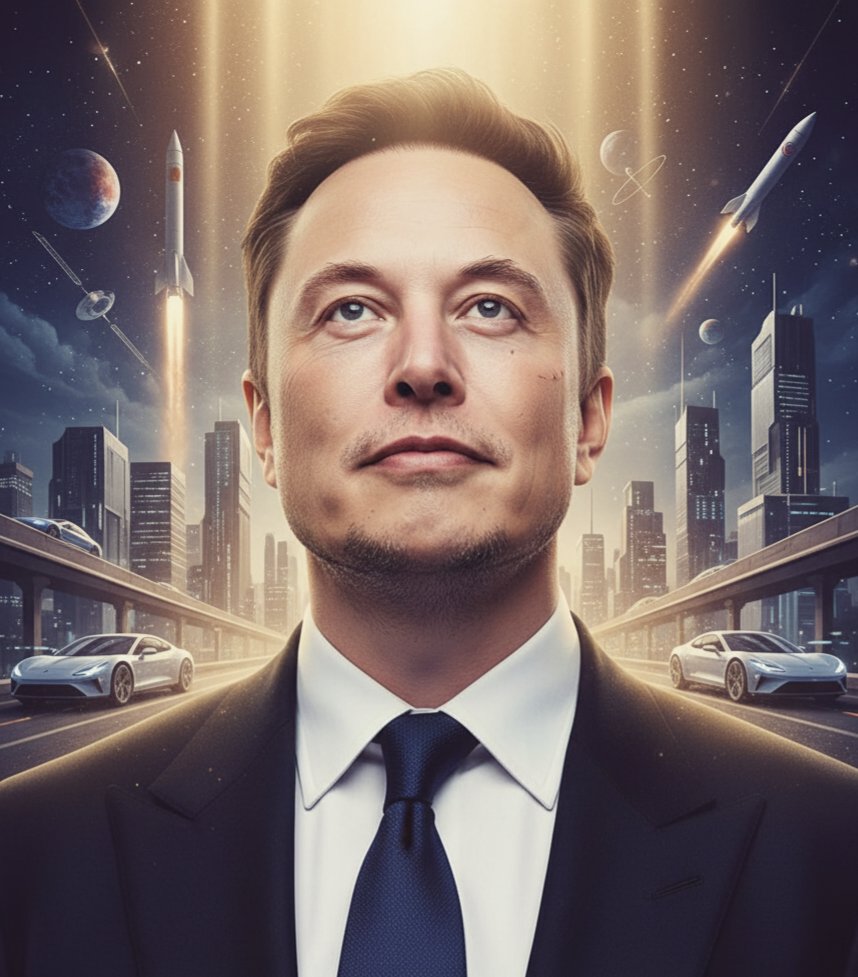 Aayushixwon's tweet photo. Elon Musk proved that with vision, risk-taking, and hard work, dreams become reality, and that history is written through technology, innovation, and courage...