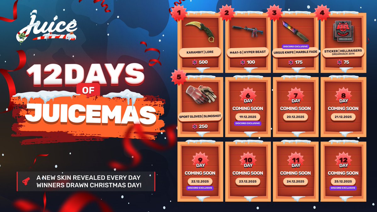 12 Days of JUICEMAS – Day 5 🎄
Today’s giveaway: Sport Gloves | Slingshot (BS) 🔥

Follow + Like + RT + tag 2 friends to enter - winners drawn Christmas Day 💦