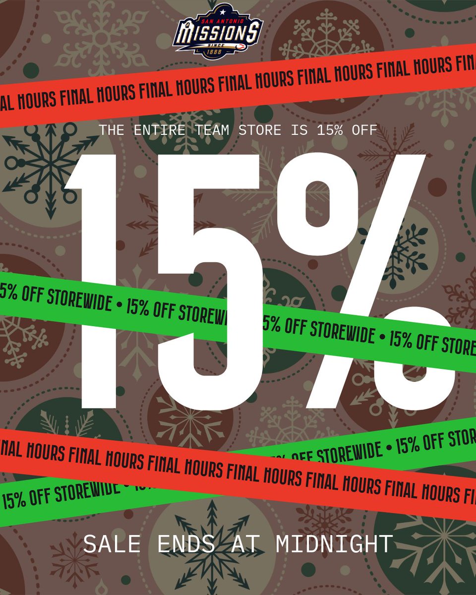 FINAL HOURS! 
Grab some Missions gear before our storewide sale ends and guarantee your items are in your hands by Christmas! 🎄 

🛍️Sale ends at midnight, shop now: bit.ly/samissionsstore