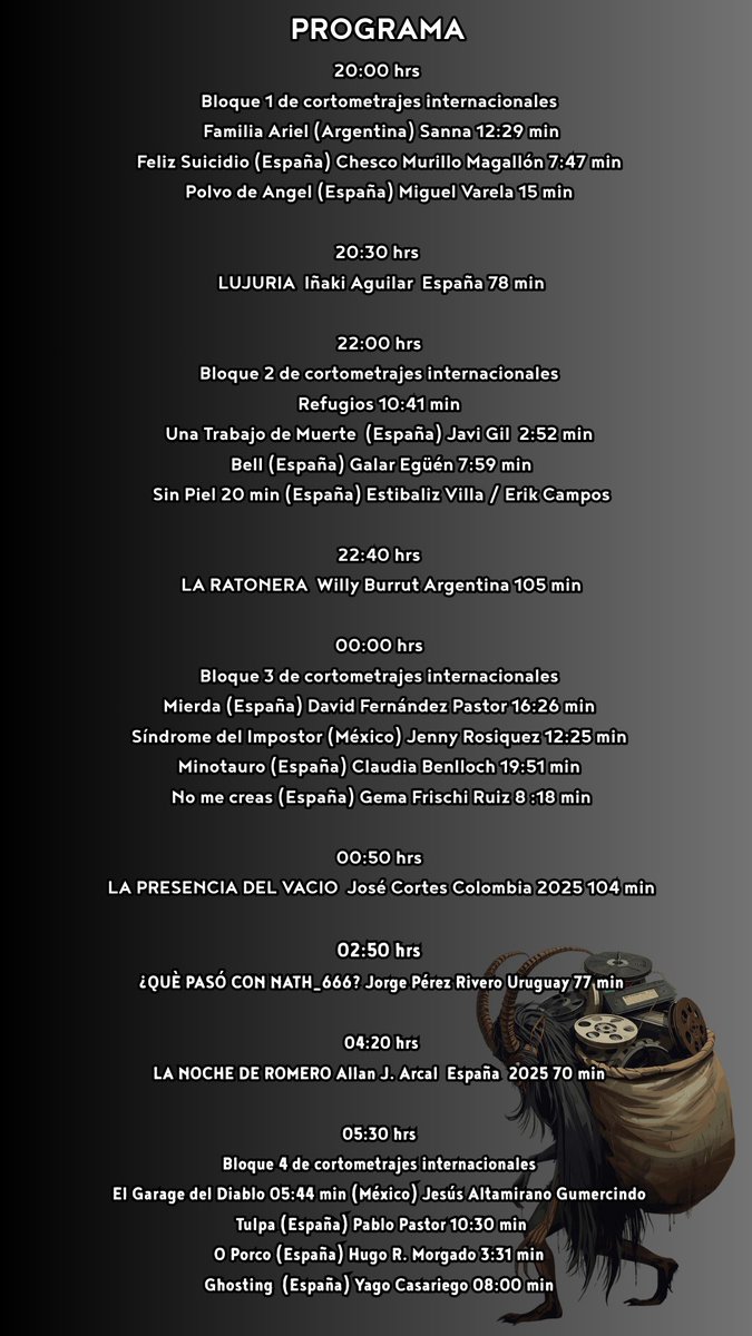 Este viernes  19 la última noche de horror antes de la navidad.  Nos vemos en <a href="/odiseacinecafe/">Odisea Cinecafé</a>
Últimos boletos Passline: bit.ly/43udRVWt
Info : bit.ly/4r1Z8v