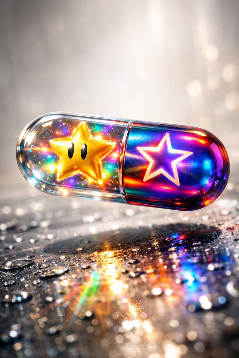 WhateverClips's tweet image. Become unstoppable. ⭐

The classic Super Star, glowing with rainbow invincibility aura, floating in a premium glass capsule. Sparkles, prismatic light, pure power.

Nothing can touch you.

#Invincibility #SuperStar #MarioPowerUp