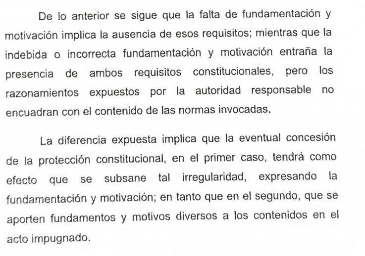 renatogironloya's tweet image. Un tip jurídico básico no pedido:

Hay que distinguir entre FALTA o AUSENCIA, INSUFICIENTE, INDEBIDA o INCORRECTA fundamentación de los actos.

Les comparto un extracto de una sentencia de amparo que lo explica bien y entendible: