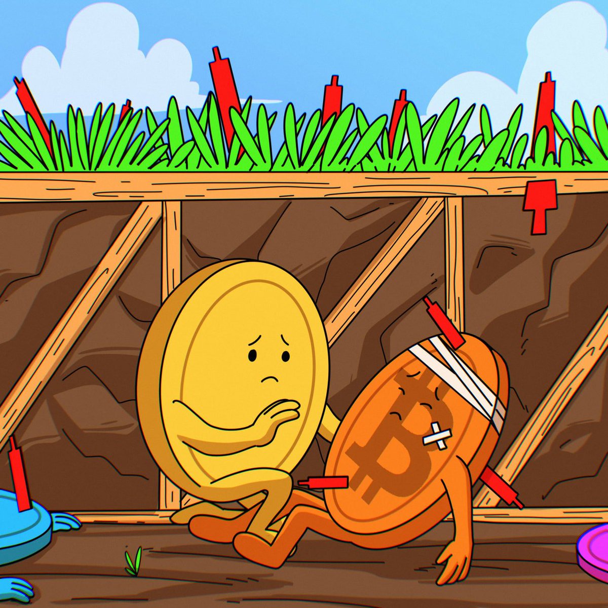 Down in the trenches, even the strongest aren’t safe.

Penny finds Bitcoin hit by red candles, barely holding on.

Everyone else ran. He didn’t.