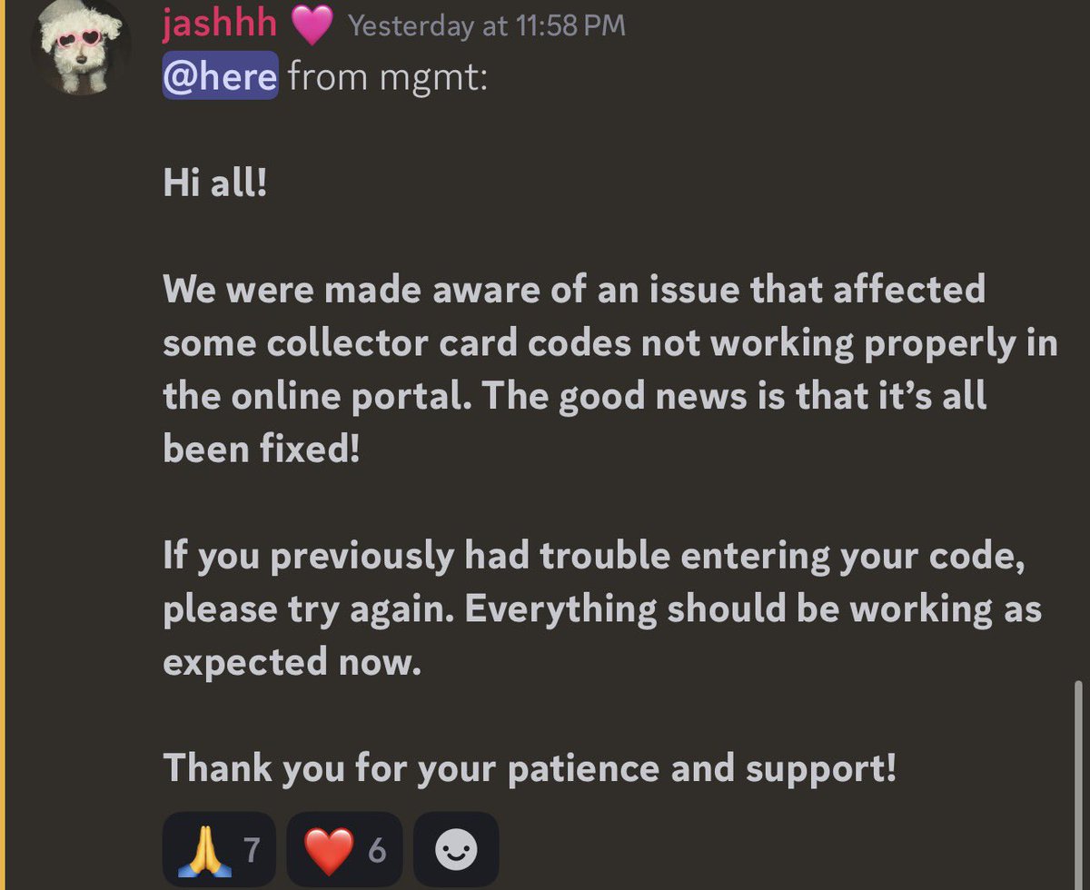 If anyone has Chase Atlantic card issues, retry! It should work again.

Make sure your caps are on when you type the card code into the portals website 🤍