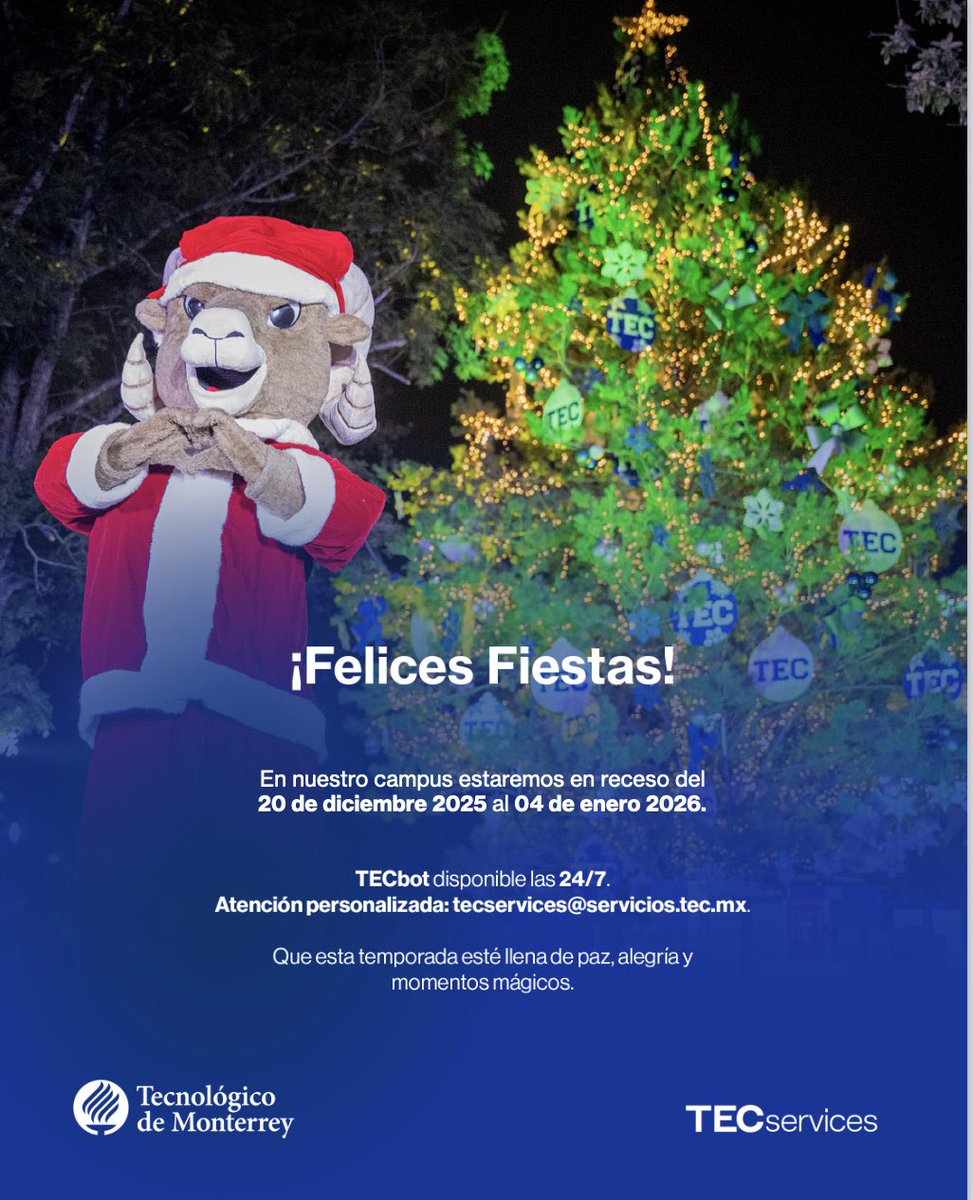 prepatecsta's tweet image. 🎄 ¡Es momento de pausar y disfrutar! 🎄 ​

✨ Tómate el tiempo para recargar energías y disfrutar con tus seres queridos. Cerraremos nuestras puertas temporalmente, pero TECbot estará disponible 24/7. Nuestras atenciones regresan el 5 de enero. ¡Nos vemos pronto! ✨