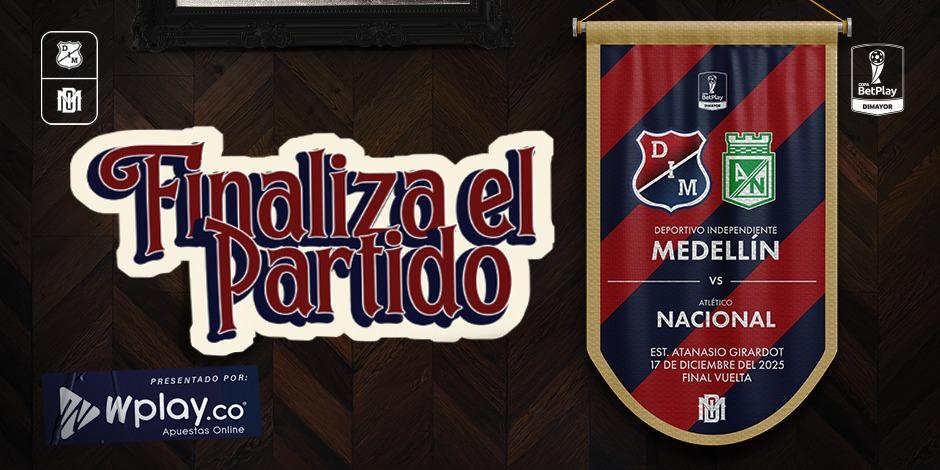 DIM_Oficial's tweet image. ⌚ ' Medellín | 0-1 | Nacional 

Finaliza el partido 

#VamosMedellín 🔴🔵✊🏻