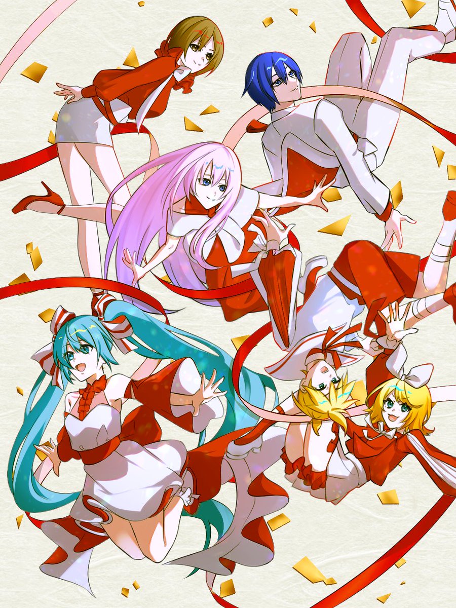 今回は紅白らしい衣装を着たクリプトン組のイラストです.・゜
……年末年始が近づいてきましたね

リボンでふわり𓂃۶ৎ 
年越しの雰囲気をお届けします
#ボカロ紅白歌合戦