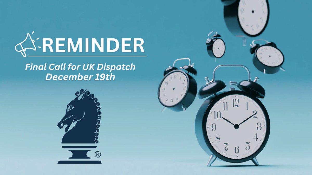 KnightGroupLtd's tweet image. 🚨 FINAL DISPATCH DAY APPROACHING
Tomorrow is our final dispatch and the last day to book a collection before we close for the festive period. 
📦 Last UK dispatch: 19 Dec
📍 Final Customer collections: 22 Dec (when booked by 19 Dec)
Don’t get caught short - call us today!