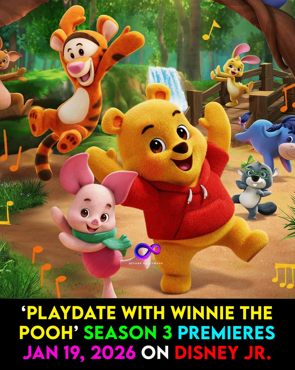 BeyondKdrama's tweet photo. Disney’s beloved preschool series Playdate With Winnie the Pooh is set to return with its third season on Monday, January 19, 2026, when new episodes will premiere on both Disney Jr. and Disney+. https://t.co/dObc8tBM29