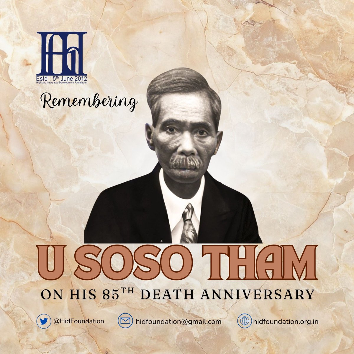 HidFoundation's tweet photo. Tribute to Great author U #SosoTham on his #85deathAnniversary.
His contribution to literature and culture as Khasi poet laureate, which gave voice to our Khasi community's rich oral traditions,remain a vital part of our educational heritage &amp; continue to inspire new generations! https://t.co/LlCygrFXlK