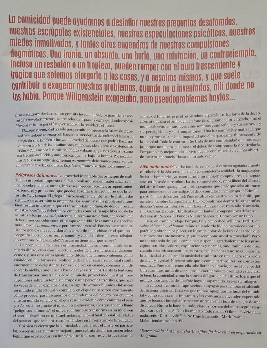 Este mes en <a href="/_tintalibre/">TintaLibre</a> un pequeño avance de "Una filosofía de la risa", que sigue progresando adecuadamente. <a href="/AnagramaEditor/">Editorial Anagrama</a>