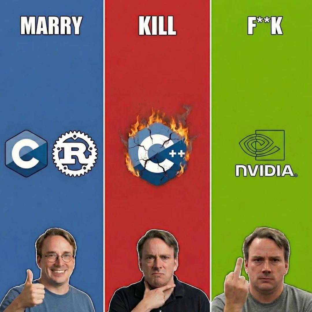 rustaceans_rs's tweet image. Linus's ultimate choice 

#rust #rustlang #programming