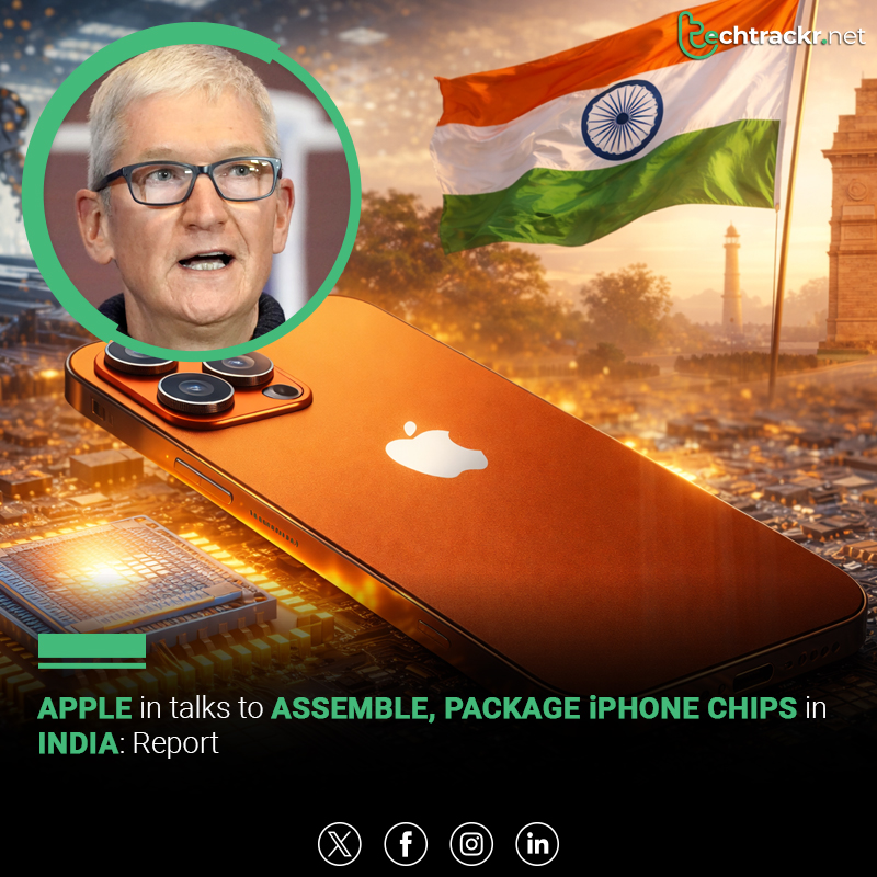 TechTrackr_net's tweet image. Apple in talks to assemble and package iPhone chips in India.

#Apple #iPhone #Semiconductors #MakeInIndia #IndiaManufacturing #TechNews #MurugappaGroup #TechTrackr #TechNews