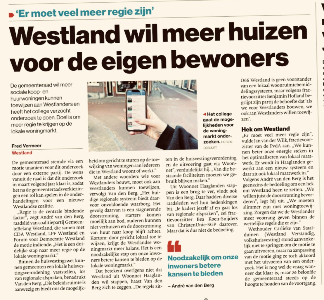 “We bouwen woningen voor Westlanders, dus willen we die ook kunnen toewijzen aan Westlanders!” #wldebat