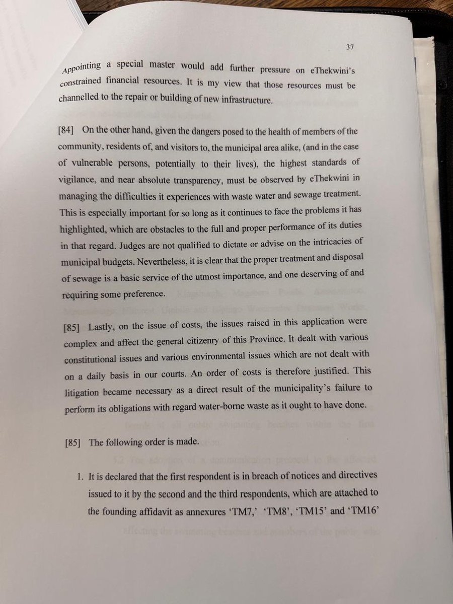 DeanMacpherson's tweet photo. BREAKING NEWS: The DA in KZN has secured a historical judgement against the eThekwini Municipality for their failure to adequately deal with the sewage crisis. The court has declared their actions unconstitutional and unlawful. They have been directed to publish weekly data on e.coli and within 2 months an action plan to fix the mess they created. Only the DA was big enough and strong enough to take them on and win!