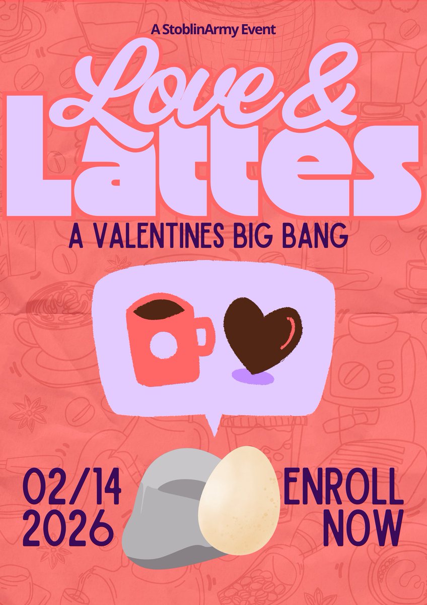 Love &amp; Lattes! A valentines big bang!

Come relax at our lovely cafe with a delicious latte on the house! You'll love the way we make them~ 

Enroll now~!!
forms.gle/j1Aa9sR24RkbmG…

#stobotnik #Stobotnikbigbang #Stobotnikevent #stobotnikart #Stobotnikfanfic