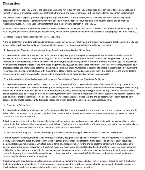 🥔CRIPTOVALUTE : La SEC chiarisce le pratiche di custodia per gli asset crittografici considerati titoli