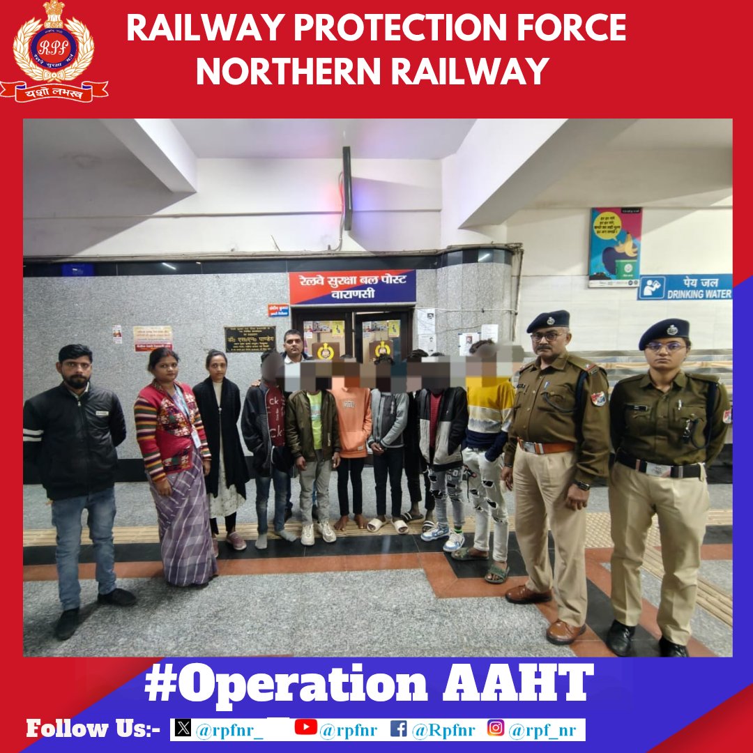 rpfnr_'s tweet photo. *Commitment to Keeping Our Railways Safe!!*

RPF NR team rescued 07 minors and arrested traffickers at Varansi Railway station under #OperationAAHT.
@AshwiniVaishnaw @RailMinIndia @RailwayNorthern @RPF_INDIA https://t.co/tzuVJNU71H