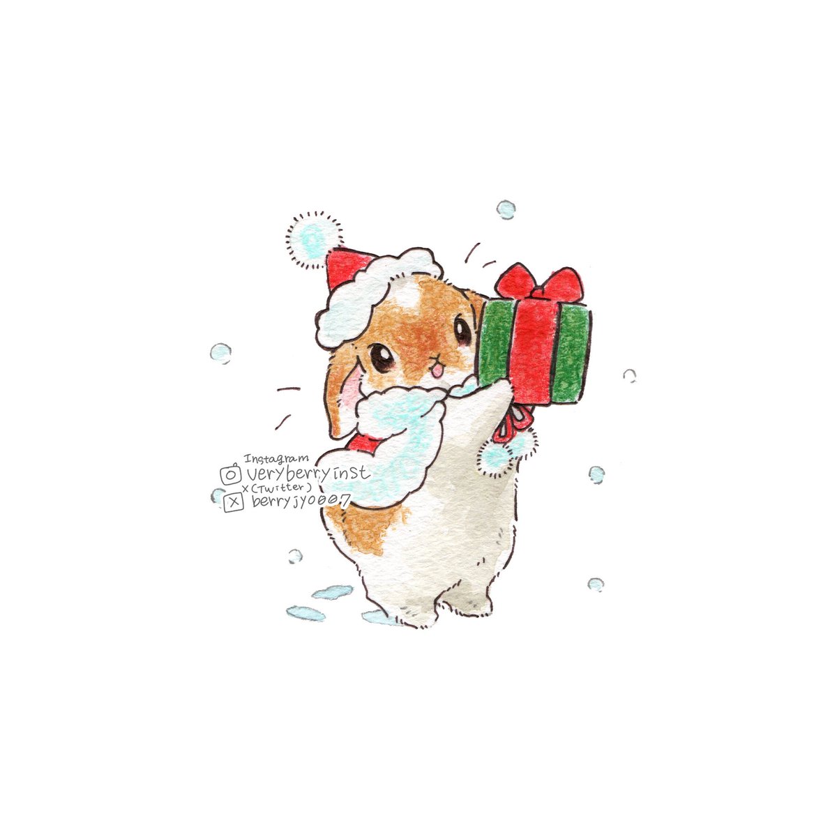 「うさぎさんのクリスマス 大きなプレゼントは 飼い主さんにあげるんだっ!」|VeryBerry うさぎ星さん4/8-9出展のイラスト