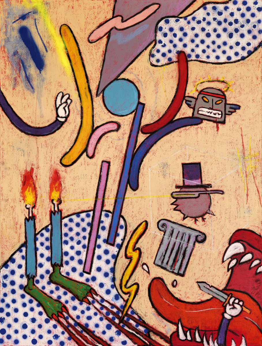 alexisolinart's tweet image. Good morning from my studio, here’s what I’ve been working on. 

"Scratch the Silence"
oil pastel on canvas