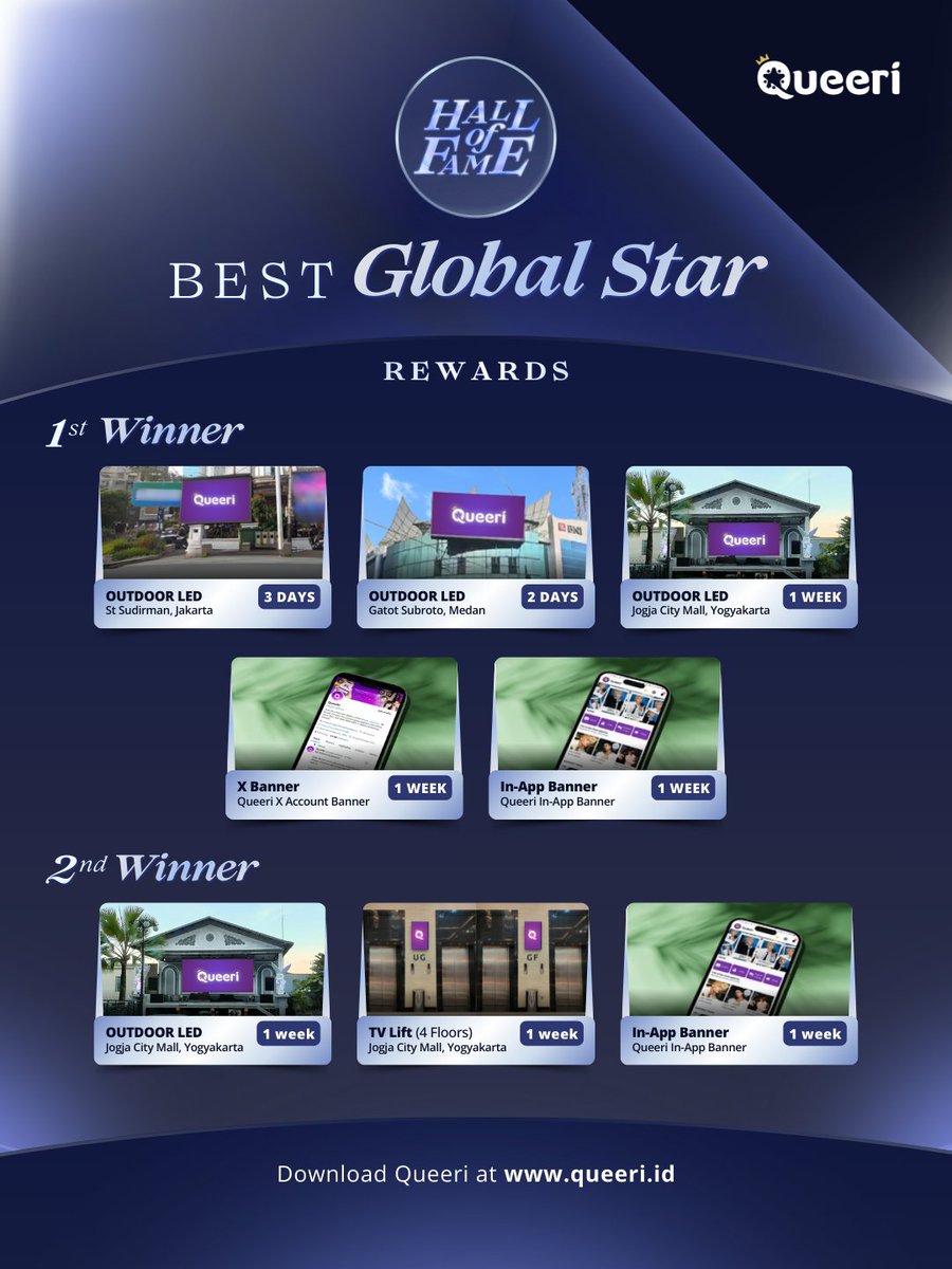 ⟢ Best Global Star

🏆 30 Nominees 2 Winners
🗓 12/18 - 12/31 at 3 PM (GMT+7)

🗳 :bit.ly/BestGlobalStar

#QueeRI #Queeri_Vote #Queeri_HallOfFame