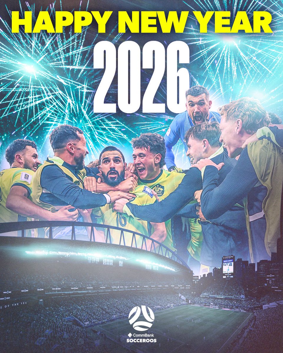 HAPPY NEW YEAR! 🎉🎆

Here's to a massive 2026 as we countdown to the #FIFAWorldCup! 💚💛

#Socceroos