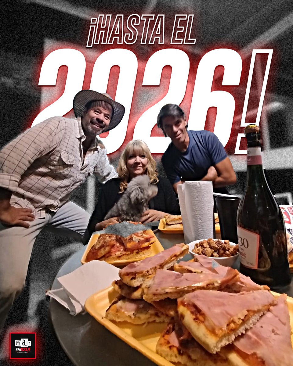 NdRradio's tweet photo. ¡𝙃𝘼𝙎𝙏𝘼 𝙀𝙇 2026! 🥂

👁️‍🗨️ @punto_de_vista_pdrv tiró la radio por la ventana en su última emisión de este año.

¡Gracias a todos por acompañarnos! Nos reencontramos el 7 de enero con muchas novedades 😉.

📻▶️ Volvé a ver el #RadioStream en: https://t.co/BURYerwIml https://t.co/xTewx9lZFU