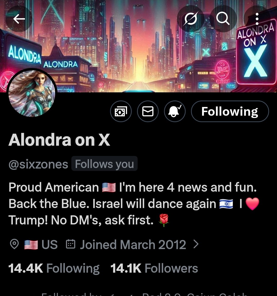 ShadowSentinel's tweet image. Have you all met Alondra? She is a Proud American, backing the blue, and loving Trump! She also like to have fun out here. I've been following her for awhile. Her vibes awesome!

Stop by and say hi! 
You won't regret it.

LET’S GO!

@sixzones