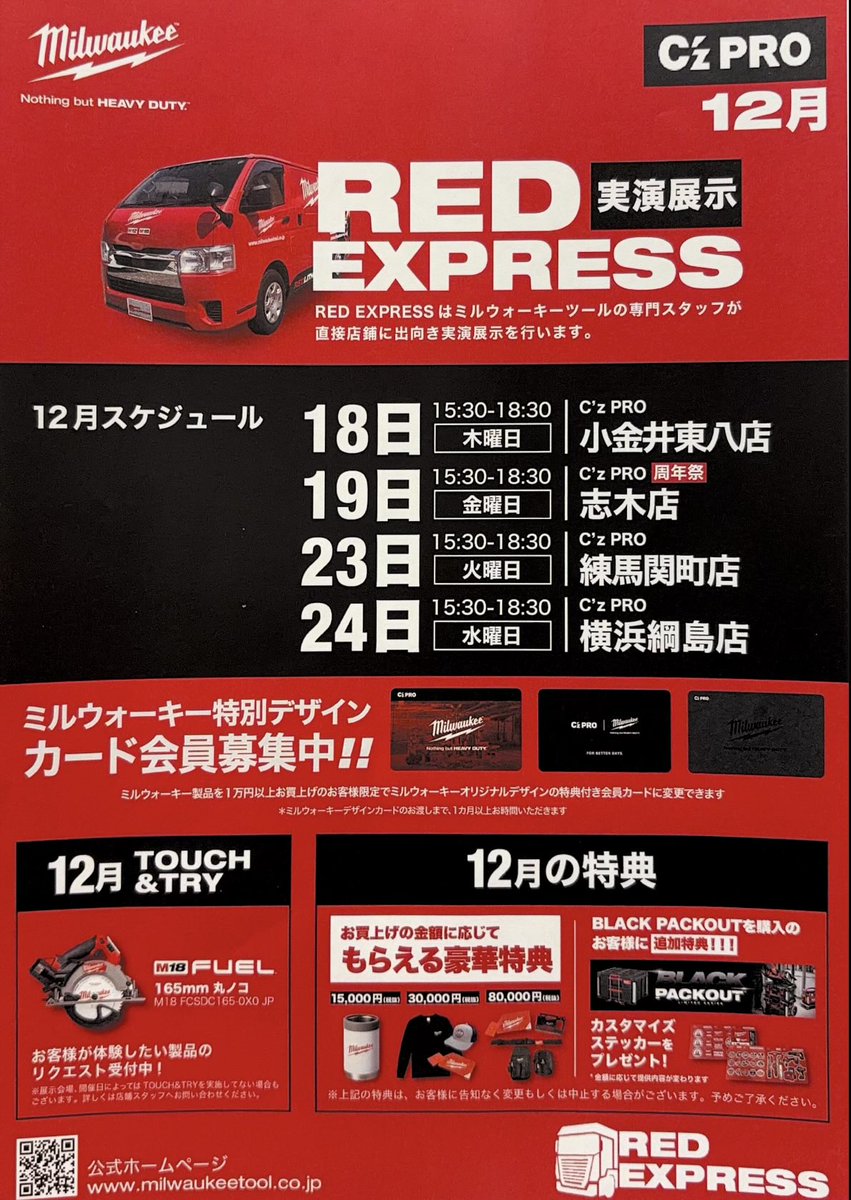 ミルウォーキーの展示販売会// C'z PRO小金井東八店からスタートです