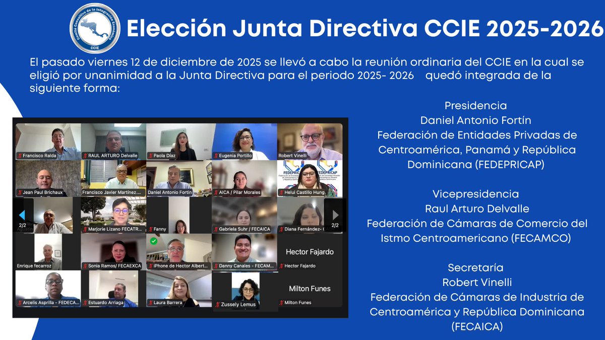 CCIE_CA's tweet photo. @CCIE_CA realizó elección de su Junta Directiva 2025-2026, quedando electas por unanimidad @FEDEPRICAP_CA @fecamco @Fecaica_ @CCITPresidencia
@fecatrans0214 @Fecagro @fedecarga #AICA #FECARROZ #FECALAC #CONACAAAC #FEDAVICAC #FECAEXCA https://t.co/cAWgn2fMVt
