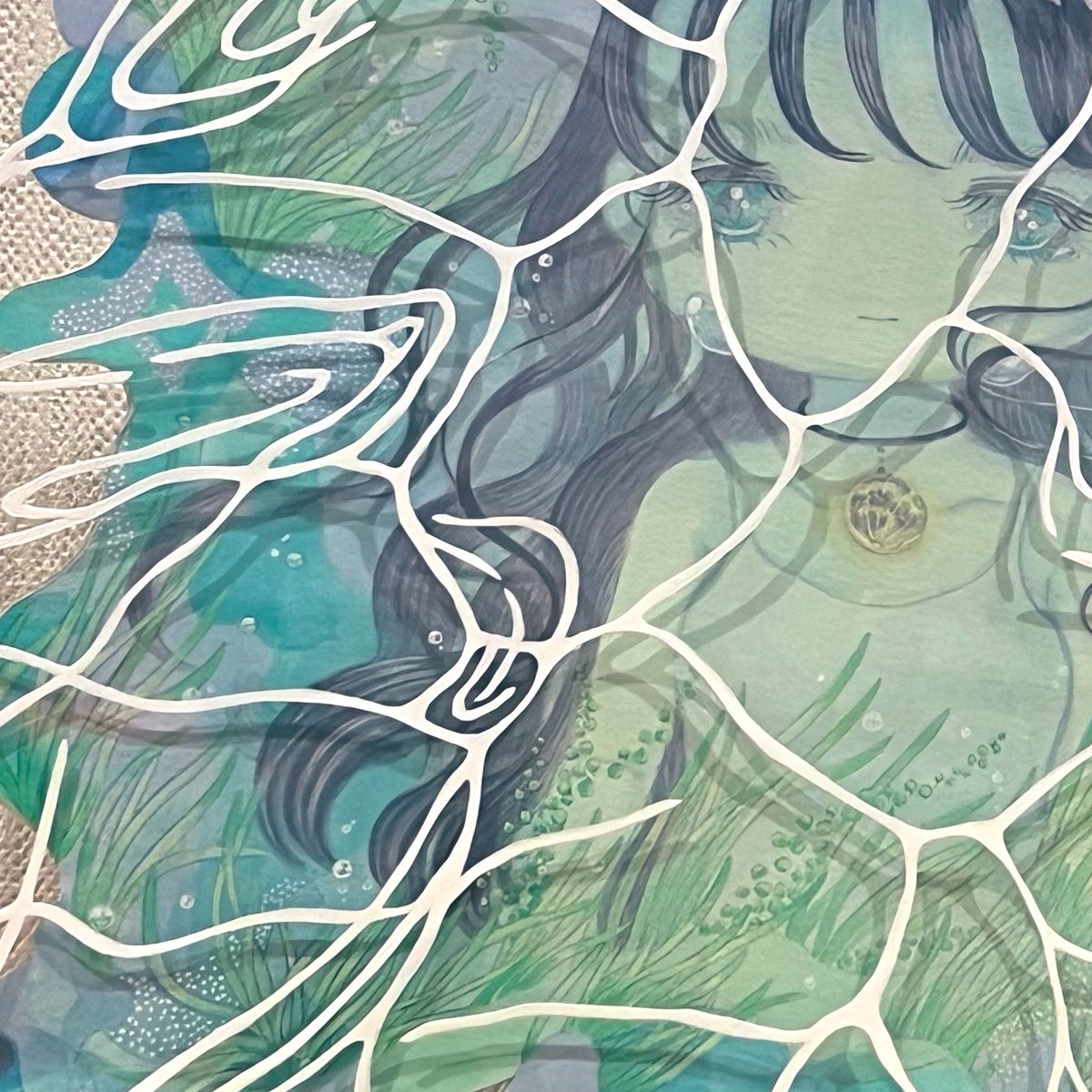 I'm not alone」 275×275mm アクリル絵の具、水彩紙、画用紙、鉛筆