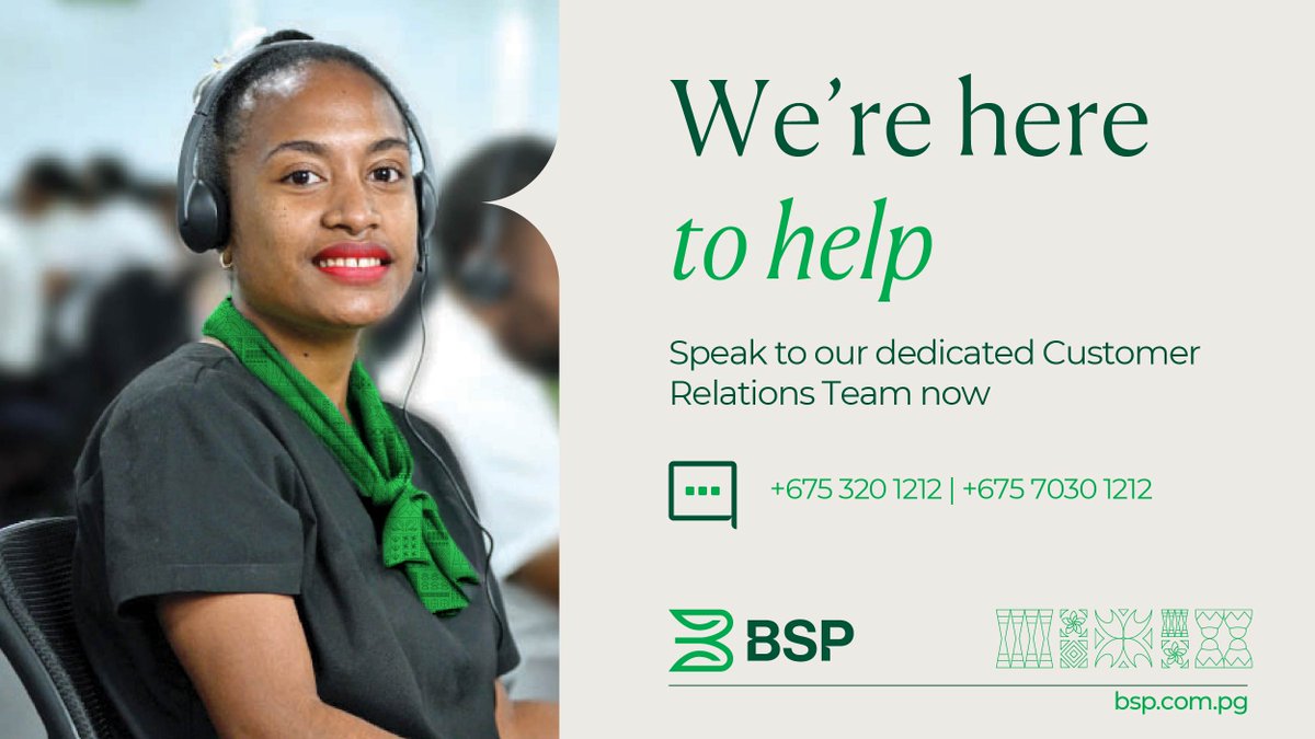 BSP PNG | We're here for you, and would like your feedback or concerns about any of our products or services. You can email us on customercomplaint@bsp.com.pg or submit your concerns online via: ow.ly/Oikh50VRtF9