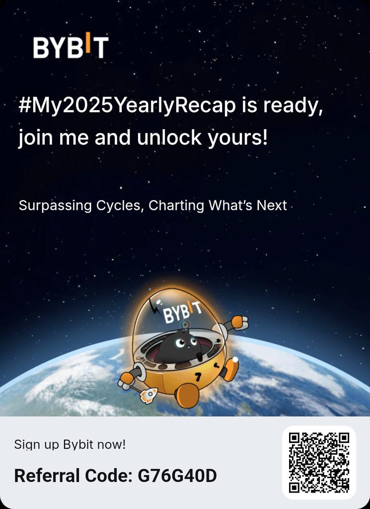 gamerstoken's tweet photo. Unlock your 2025 recap and chart what’s next with me! New users can also win a 6,135 USDT reward.
#My2025YearlyRecap #BybitRecap #Bybit2025 #CryptoRecap2025 #BybitRecap2025
 https://t.co/RP7SWdxWRc https://t.co/jtE3pNGsFz