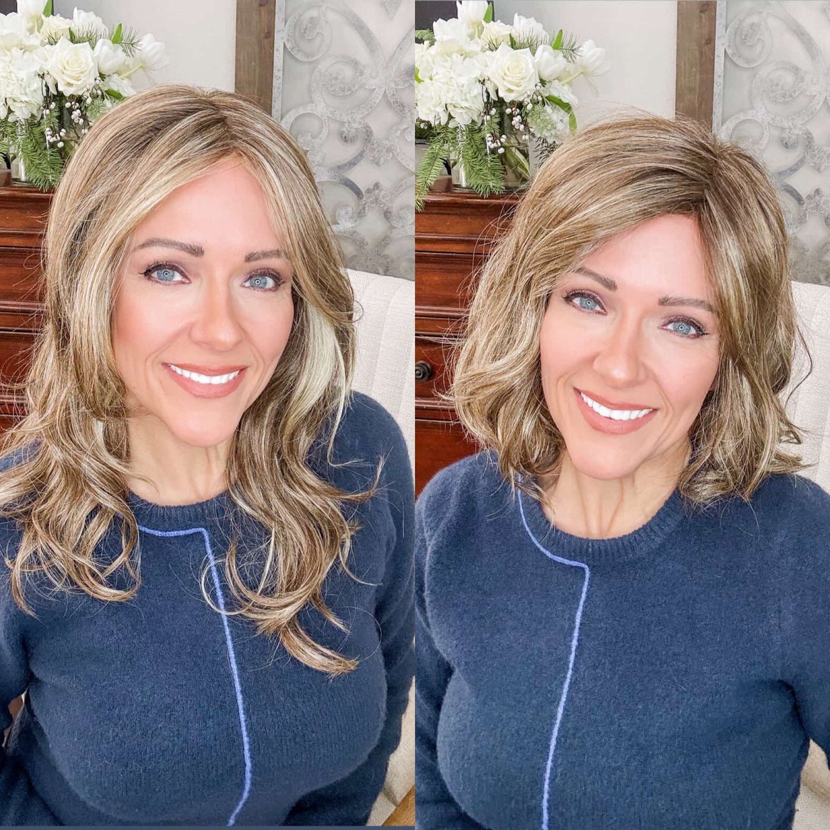 We literally can’t pick which look we like better on Marcie - our longer Hana wig or shorter Merrill wig in Cashmere Brown-SR! Both look 🤩🤩

#wig #wigs #syntheticwig #wavywig #curlywig