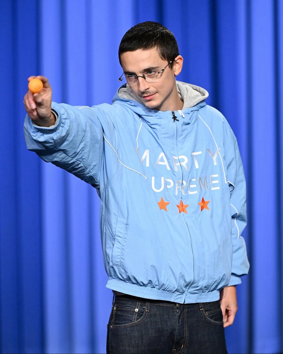 Timothée Chalamet on the Tonight Show Starring Jimmy Fallon to promote  'Marty Supreme'.