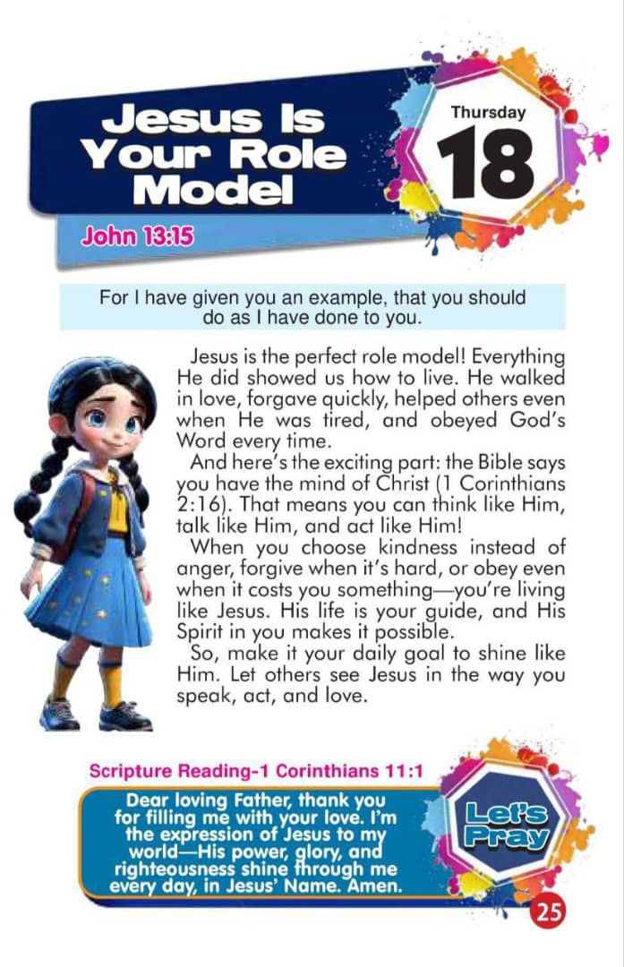 RhapsodyDaily's tweet photo. Rhapsody Of Realities 
for EARLY READERS with Mark
━━━━━━━━━━━━━━━━
Thursday 18th December 2025 

Jesus Is Your Role Model

#ReignInLife https://t.co/U4oUvKBubO