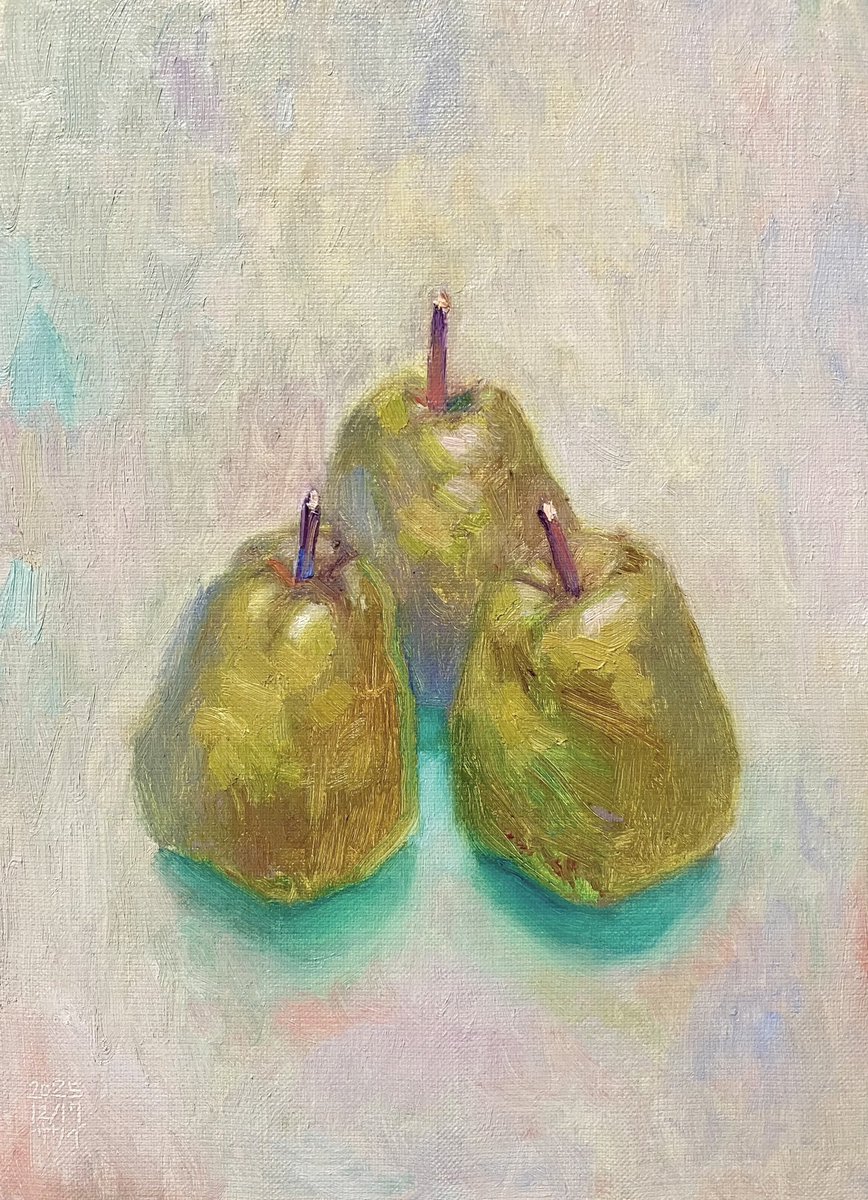 洋梨」 2025年 F4（33.3cm×24.2cm） 油彩、キャンバス