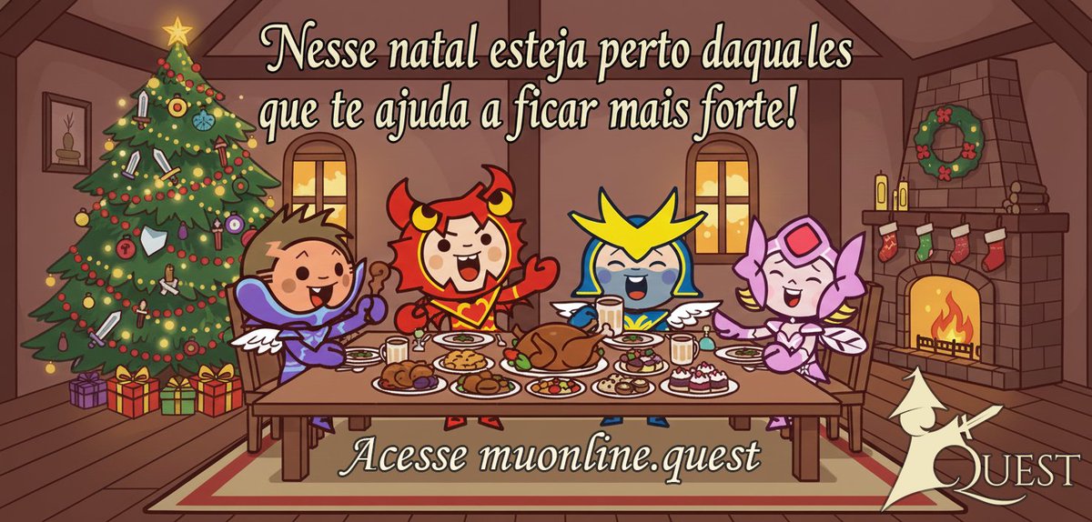 muonlinequest's tweet photo. Mais um ano de batalhas se encerra. Passamos por muitos resets, conquistamos castelos e defendemos nossa honra de Lorencia a Kanturu. Agora, é hora de guardar as espadas, desequipar as asas e celebrar com a guilda que chamamos de família. #muonline #muquest #jogoonline #natal https://t.co/3ye1E7AeIV