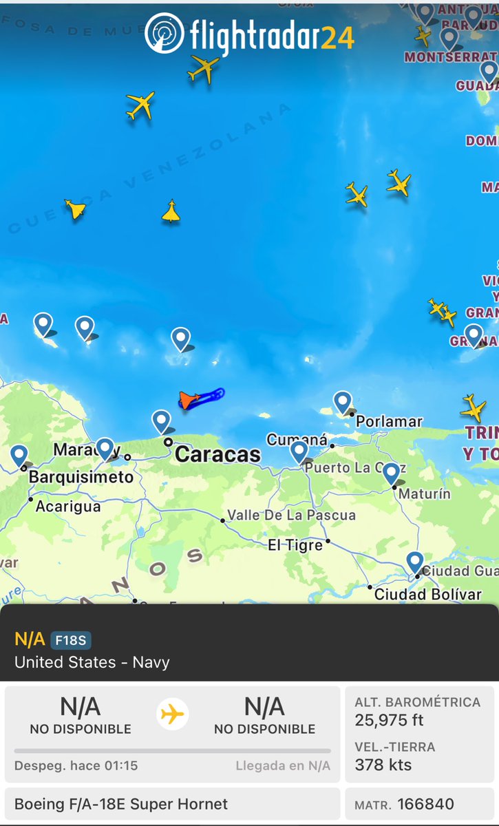 3 F-18 súper hornet sobrevuelan costas venezolanas será esta noche????
