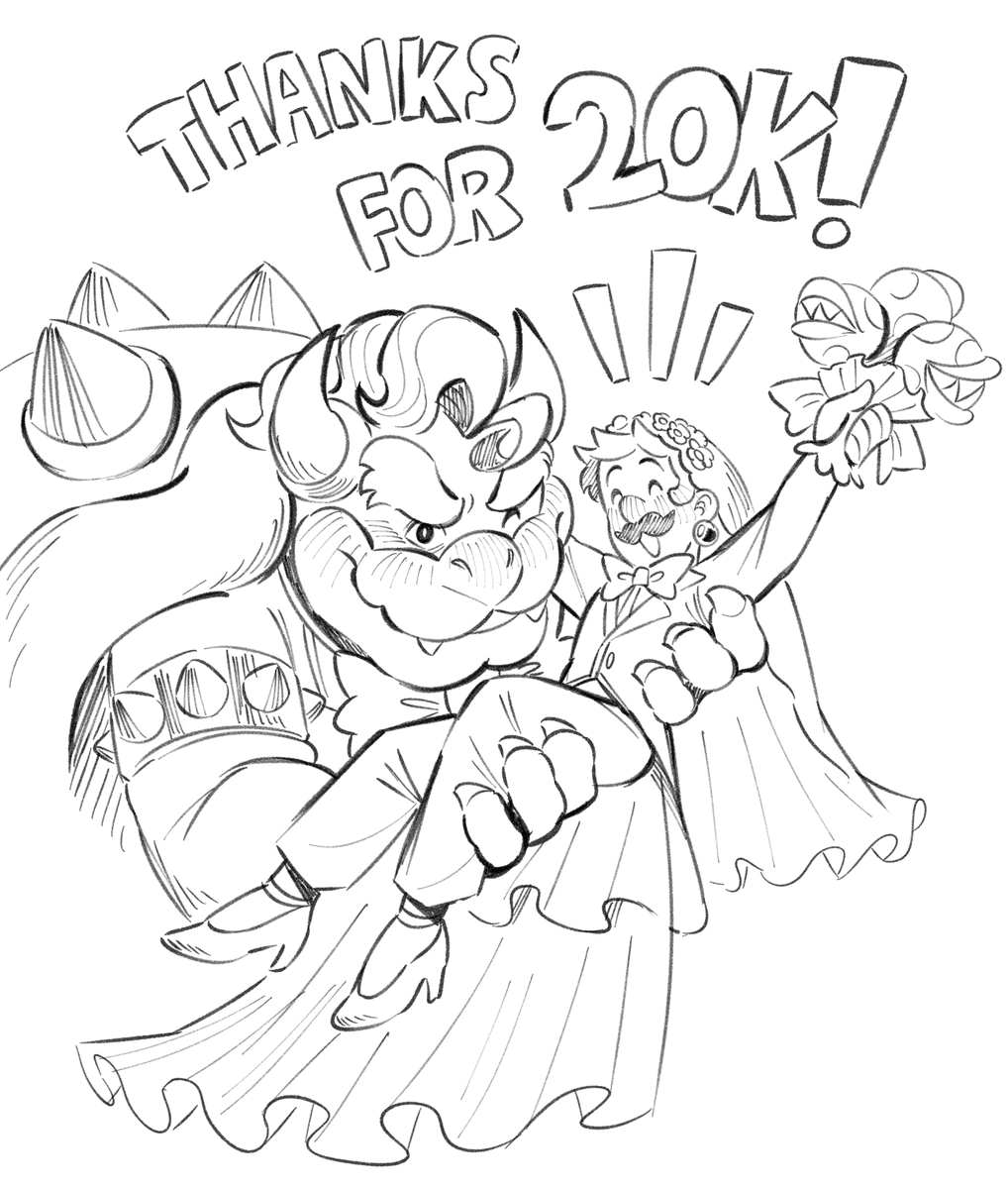 tysm everyone for 20k!!!! i'm so so happy to see many people love the stuff i make!! 💚
so here's a quick sketch of bowuigi's wedding to celebrate lol