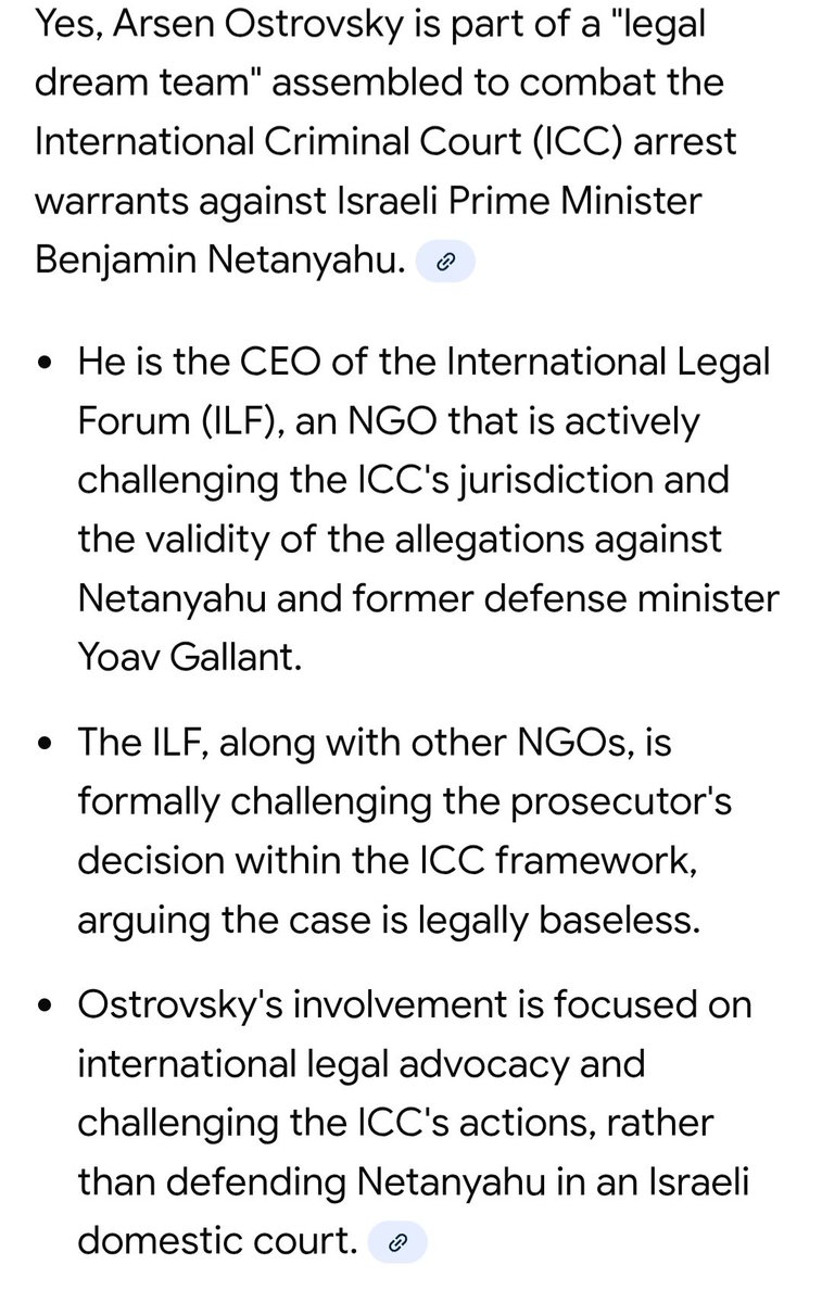 <a href="/Ostrov_A/">Arsen Ostrovsky 🎗️</a> Arsen Ostrovsky is one of Netanyahu's personal lawyers in his case against the ICC. He shouldn't even be allowed in my country. Get the fuck out.